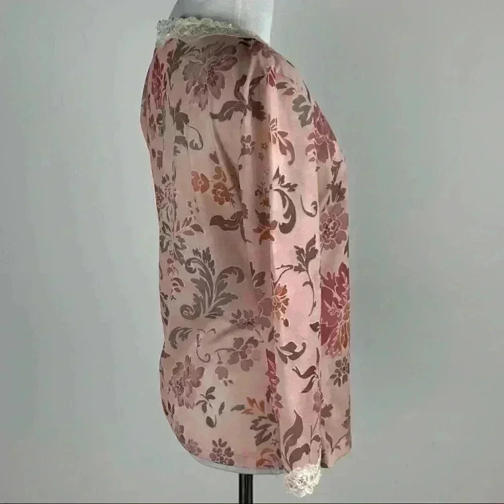 Nine West top sz large multicolored floral faux wrap 3/4 sleeve 90s Y2k vintage